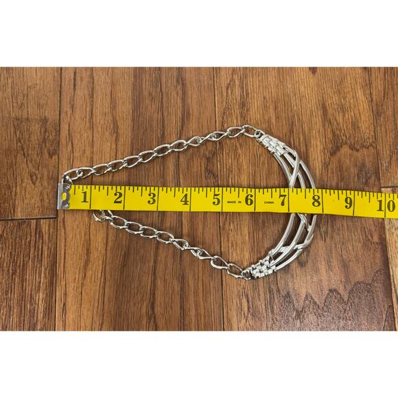 B24 MONET Silver Tone Chocker Collar Necklace Audrey Hepburn Style Vintage - Picture 8 of 8